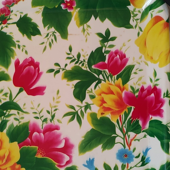 Vtg 2 Floral trays, plastic - Picture 6 of 7